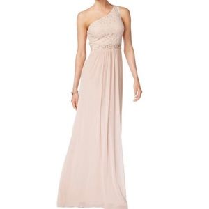 Adrianna Papell One Shoulder Lace Gown, Blush Pink